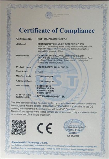 چین Guangzhou Yichuang Electronic Co., Ltd. گواهینامه ها